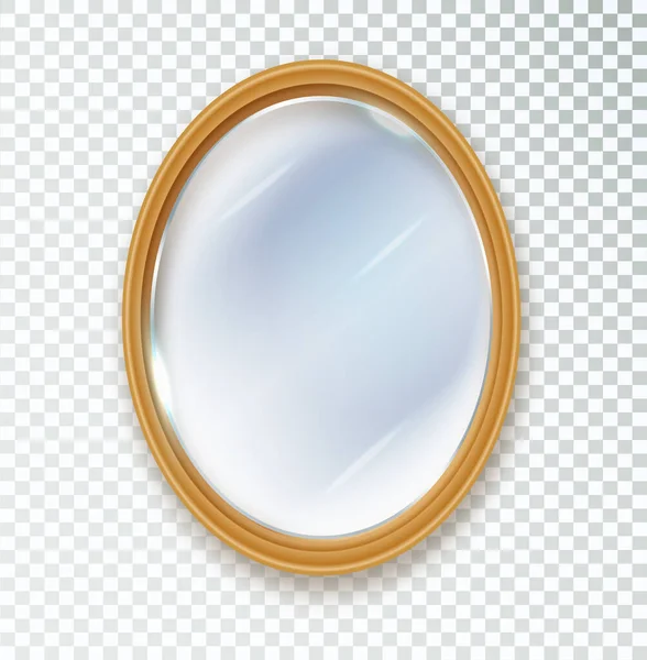 ミラー楕円絶縁 現実的な楕円形のミラーフレーム ホワイトミラーテンプレート 反射ガラス表面を隔離 現実的な3Dインテリア家具のデザイン — ストックベクタ