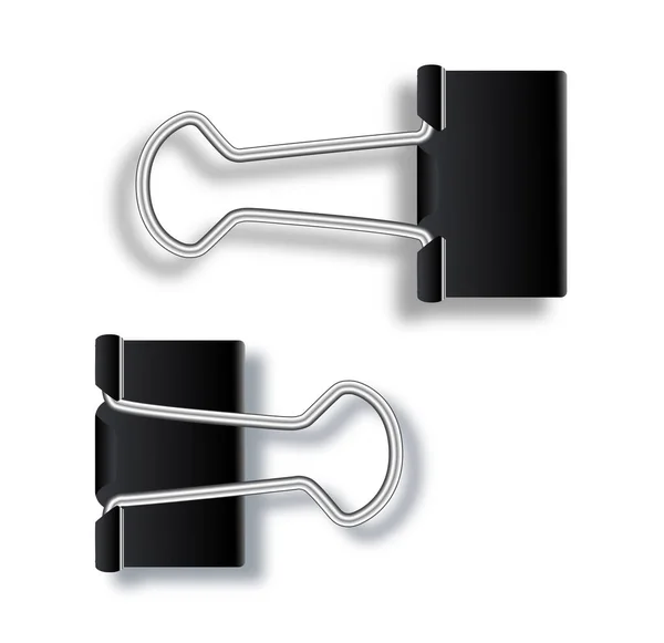 Vektorillustration Für Büroklammern Aus Schwarzem Metall Isoliert Auf Weißem Hintergrund — Stockvektor