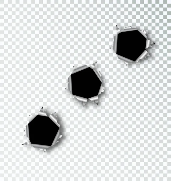 子弹孔 现实的金属弹孔 破坏效果 矢量说明 — 图库矢量图片