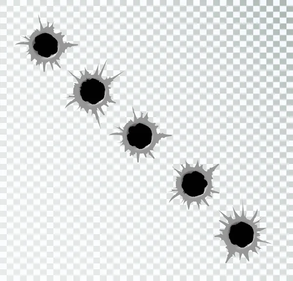 设置五个弹孔 被白色透明的背景隔离 矢量图解Eps — 图库矢量图片