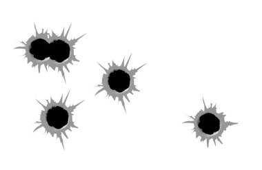 Bullet holes. Easy to place on different color or background. Vector illustration clipart