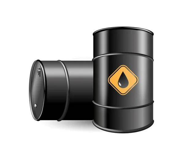 Black Barrels Cruel Oil Petroleum Design Template Packaging Mockup Vector — Stock Vector