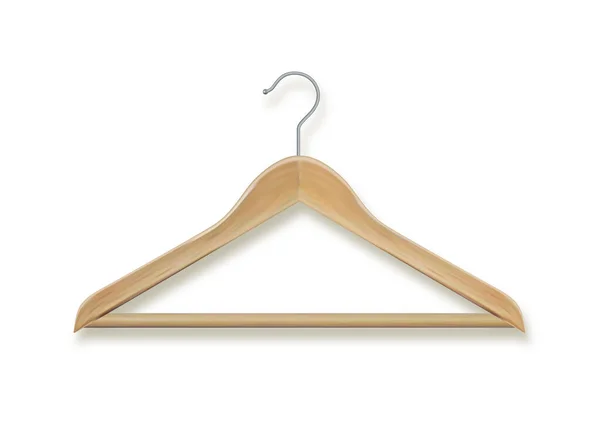 Wooden Coat Hanger Clothes Hanger Realistic Vector Clothes Coat Wooden — Stock Vector