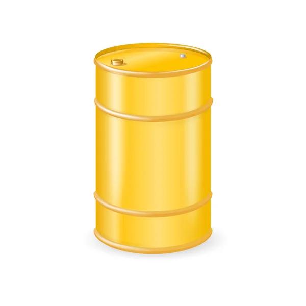 Aceite Metal Amarillo Combustible Juego Barriles Gasolina Aislado Plantilla Diseño — Vector de stock