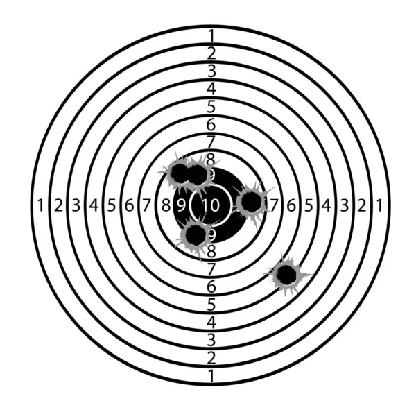 Ціль Довічний Розмір Отворами Від Кулі Стрільби Кулеметів Пістолетів Векторні — стоковий вектор