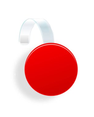 Satış Noktası Etiketi. Kırmızı Yuvarlak Süpermarket Rafları Sallanan Etiketi 'ni temizle. Vektör illüstrasyonu