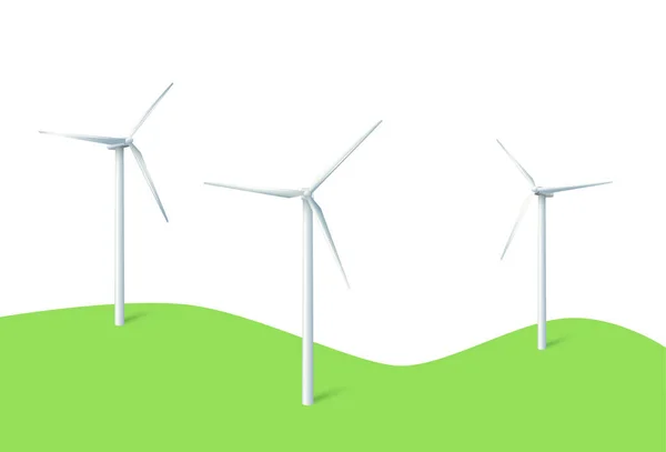 Elektrownia Wiatrowa Fabryka Turbiny Wiatrowe Koncepcja Przemysłowa Zielonej Energii Ilustracja — Wektor stockowy