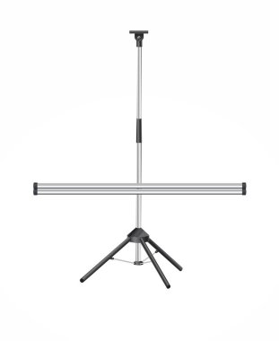 Boş, gerçekçi, taşınabilir projeksiyon ekranı. Beyaz arka planda izole edilmiş. Vektör illüstrasyonu