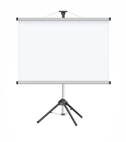 Blank Realistic Tripod Portable Projection Screen Isolated White Background Vector — Stock Vector
