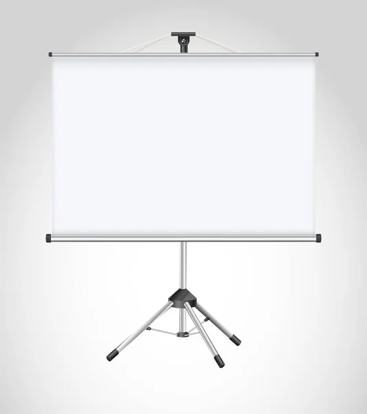 Blank Realistic Tripod Portable Projection Screen Isolated White Background Vector — Stock Vector