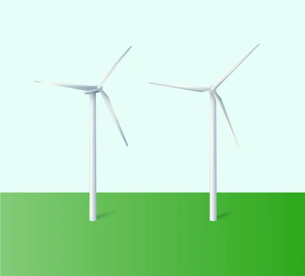Rüzgar Santrali Fabrika Rüzgar Türbinleri Yeşil Enerji Endüstriyel Konsepti Vektör — Stok Vektör