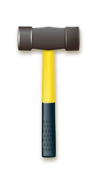 ゴム製の黄色のハンドルを持つハンマー 石やタイルのゴムを敷設するためのハンマー産業労働者ベクトルツール ロックスミスの仕事のための機器 ベクターイラスト — ストックベクタ
