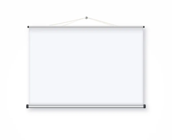 Empty Projection Screen Presentation Board Realistic Style Horizontal Roll Banner — Stock Vector