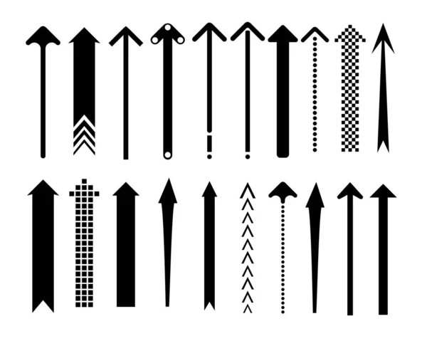Set Black Arrow Pointing Arrow Shape Element Vector Illustration — Stock Vector