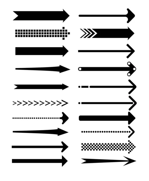 Ensemble Flèches Longues Fines Vectorielles Pointant Vers Droite Direction Vecteur — Image vectorielle