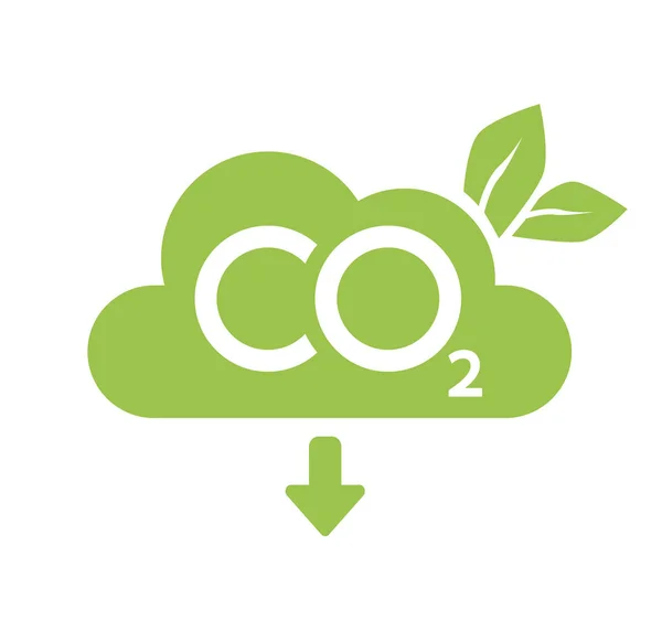 Co2 Semleges Ikon Széngázkibocsátás Csökkentő Zöld Címkék Ökológia Környezetvédelem Levegőszennyezés — Stock Vector