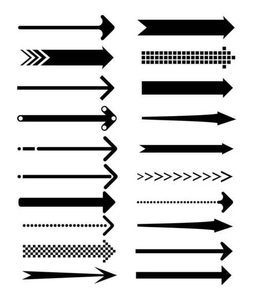 Ensemble Flèches Longues Fines Vectorielles Pointant Vers Droite Direction Vecteur — Image vectorielle