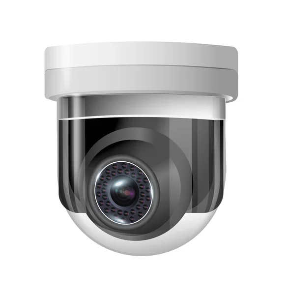Sledovací Kamera Kulatý Bílý Kruhový Pohled Závěsné Zařízení Bezpečnostní Kamera — Stockový vektor