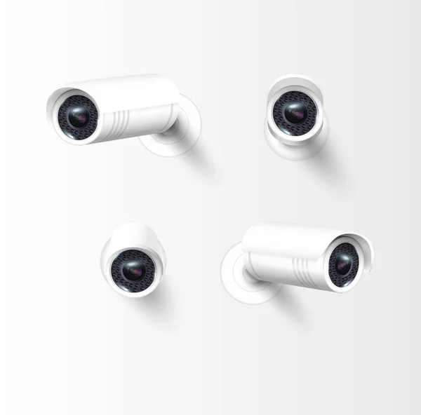 Bezpečnostní Kamery Moderní Budově Profesionální Bezpečnostní Kamera Bezpečnostní Systém Technologický — Stockový vektor