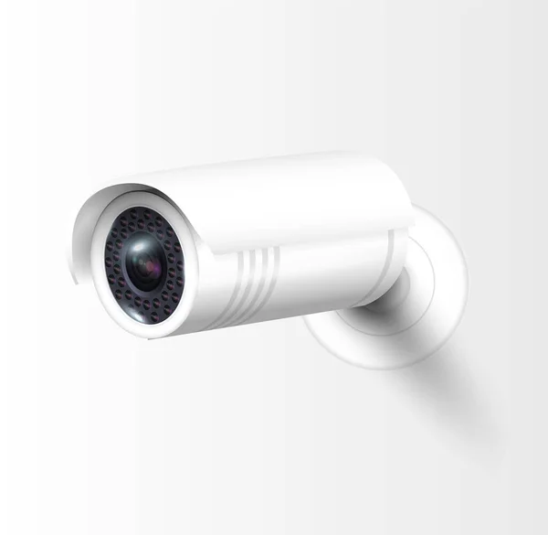 近代的な建物の防犯カメラ プロの監視カメラ セキュリティシステム 技術コンセプト 安全システムエリア制御のためのビデオ機器 ベクトルイラスト — ストックベクタ