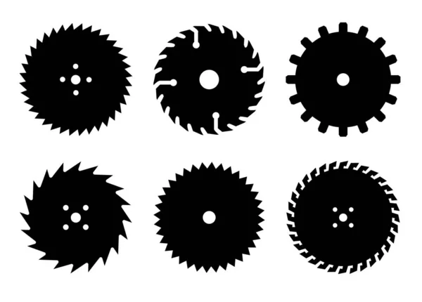 圆形锯片 木制品用金属盘的轮廓 圆圆的木工工具图标 工业轮转轮 矢量说明 — 图库矢量图片
