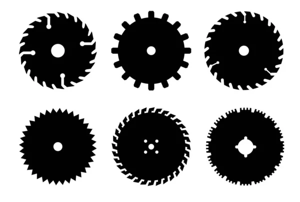 圆形锯片 木制品用金属盘的轮廓 圆圆的木工工具图标 工业轮转轮 矢量说明 — 图库矢量图片