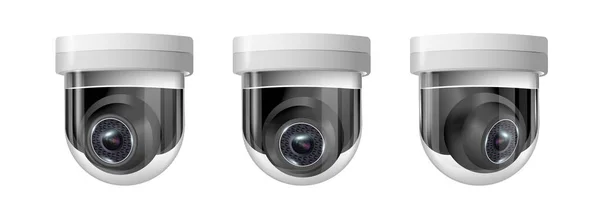 Surveillance Camera White Circular View Hanging Fixture Security Camera Vector — Stock Vector