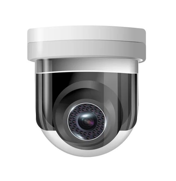 Surveillance Camera White Circular View Hanging Fixture Security Camera Vector — Stock Vector