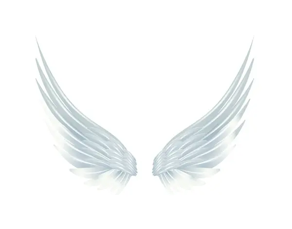 白い翼で飛ぶことは 白い上に孤立した 3Dベクターイラスト — ストックベクタ