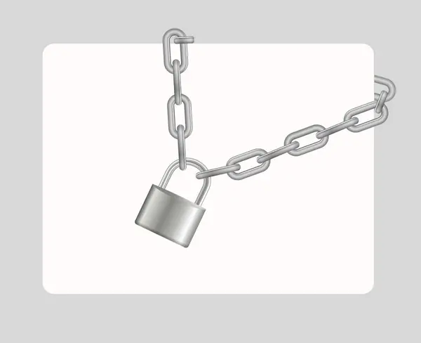 Padlock Chain Gray Metal Chain Padlock Handcuffed Card Vector — Stock Vector