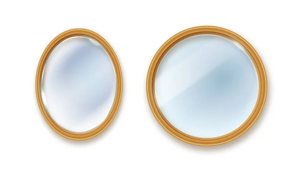 一组独立的不同形状的镜子 镜面模板 反射镜表面隔离 室内家具的实际设计 — 图库矢量图片#