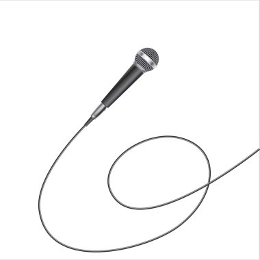 Beyaz arka planda izole edilmiş bir mikrofon. Müzik stüdyosu çeşitli ekipman mikrofonu