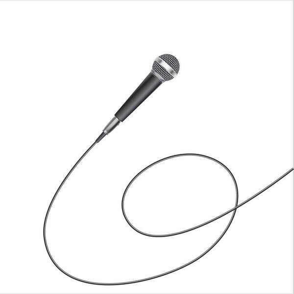 Микрофон изолирован на белом фоне. Музыкальная студия различного оборудования микрофон