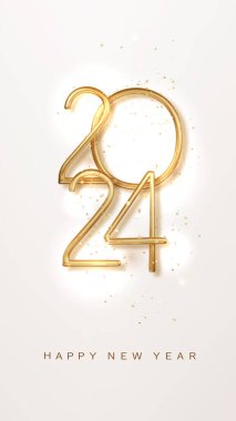 2024 Mutlu Yıllar geçmiş tasarımı. Lüks Noel tebriği. Vektör illüstrasyonu 9: 16.