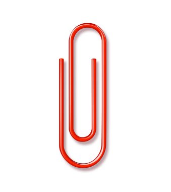 Saydam arkaplanda izole edilmiş kırmızı ataç metali. Sayfa atacı, klasör. vektör .