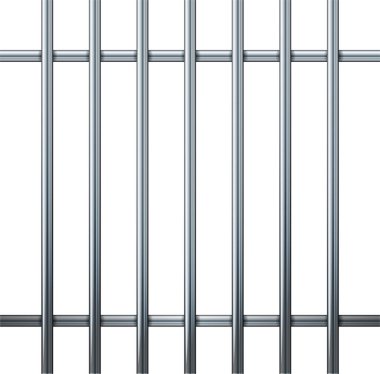 Hapishane metal parmaklıkları. Demir hapishane kafesi. Hapishane çiti hapishanesi. Suçlu ya da ceza için şablon tasarımı. Vektör illüstrasyonu