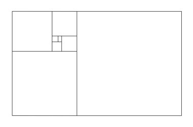 Vektör altın ilişki şablonu. Altın spiral, altın oran, Fibonacci dizisi, Fibonacci sayısı. İlahi oranlar, altın oran.