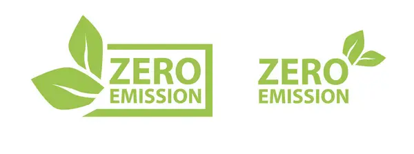 Zero Emisji Netto Zero Etykieta Projekt Pozostawia Zerową Emisję Dwutlenku — Wektor stockowy