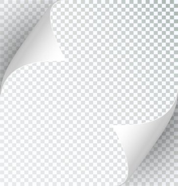 Curly Page Köşesi gerçekçi illüstrasyon. Kıvrımlı köşeler hazır. Kağıt sayfa kıvrım köşesi, kıvrım sayfası. Çıkartma. Vektör illüstrasyonu