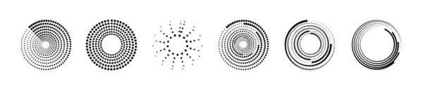 Набір Напівтонових Круглих Пунктирних Кадрів Набір Чорних Товстих Напівтонових Пунктирних — стоковий вектор