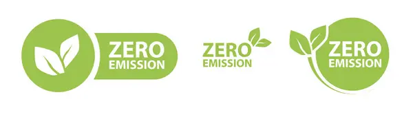 Geen Uitstoot Netto Nullabel Stempel Ontwerp Laat Zero Emission Carbon — Stockvector