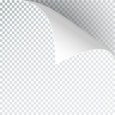 Curly Page Köşesi gerçekçi illüstrasyon. Kıvrımlı köşeler hazır. Kağıt sayfa kıvrım köşesi, kıvrım sayfası. Çıkartma. Vektör illüstrasyonu