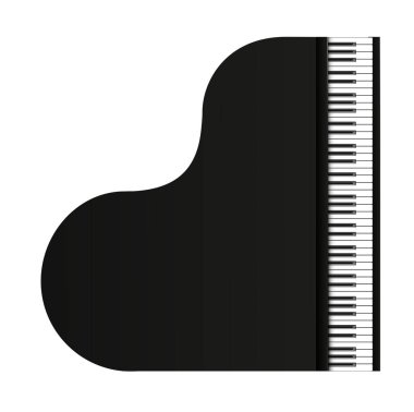 Piyano ikonu. Siyah kuyruklu piyano üst görüntüsü. Vektör.