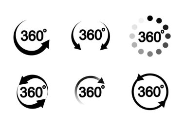 Tasarımınız için 360 Derece Görünüm Vektör Simgeleri kümesi. Vektör.