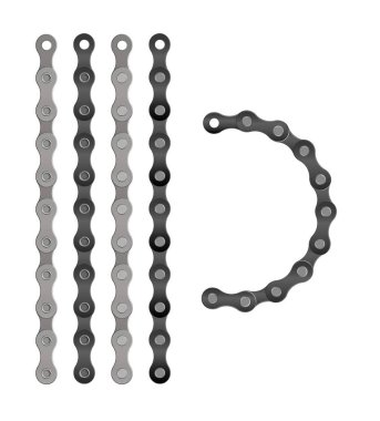 Bisiklet zinciri dizayn vektörü bisiklet zinciri için çizgi film silueti. Döngü çizgisi deseni. Motosiklet zinciri sembolü. Zincir makinesi işareti.