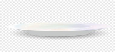 Vektör 3d Gerçekçi Beyaz Tabak Boş Porselen, Seramik Tabaka Kapanması Şeffaf Arkaplanda İzole Edildi. Vektör illüstrasyonu
