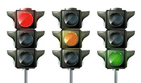 stock vector Traffic light the three colors light up red, yellow and green at the same time illustration isolated on white.