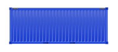 Mavi kargo konteynırı 20 ve 40 feet. Lojistik ve Ulaşım. Vektör illüstrasyonu