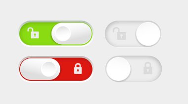 blocked and unlocked toggle switch buttons. Material design switch buttons set. Vector illustration clipart