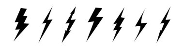 Lightning bolt icons with grunge isolated on white background. Vintage flash symbol, thunderbolt. Simple lightning strike sign. Vector .